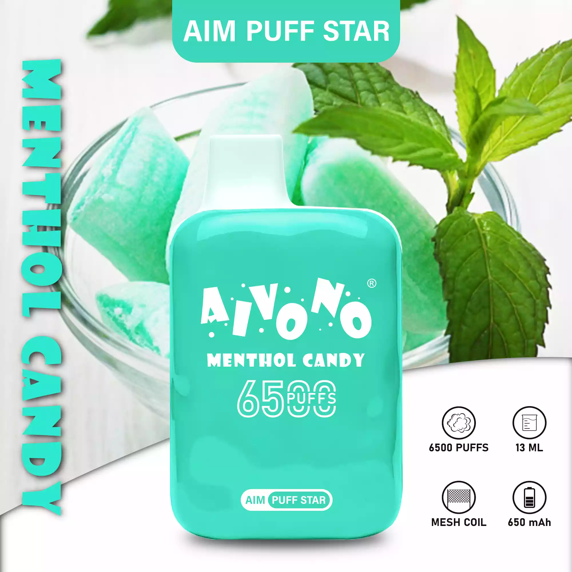 Aivono Aim Puff Star 6500 Puffs 400mA Type-C 0% 2% 3% 5% Low Nicotine Factory Direct Disposable Vapes Wide Flavor Selection (12)