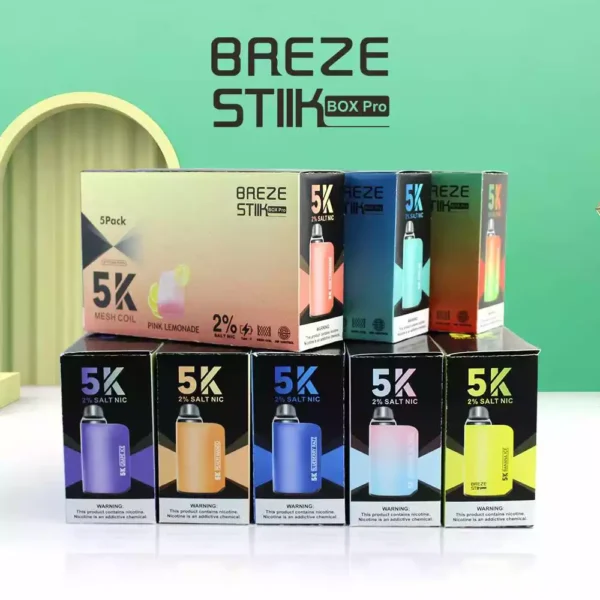 BREZE STIIK Box Pro 5000 Puffar 950mAh Type-C Engångsvape i grossistledet Fabrikskälla Flera smaker (7)