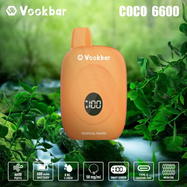 Ontdek de Vookbar COCO 6600 Rookwolken 500mAh Type-C 3% Wegwerpvapes met laag nicotinegehalte Groothandel van Source Factory met Flavo (6)