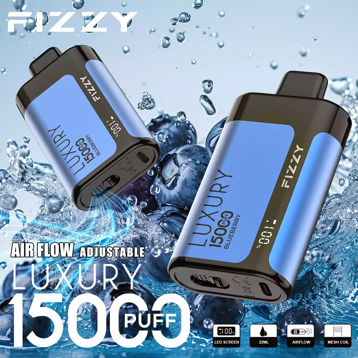 Ζήστε την εμπειρία Fizzy Luxury 15000 Puffs 22ML 650mAh 2% 5%Low Nicotine Visposable Vapes Factory Direct Bulk Αγορά Ποικιλία γεύσης (4)