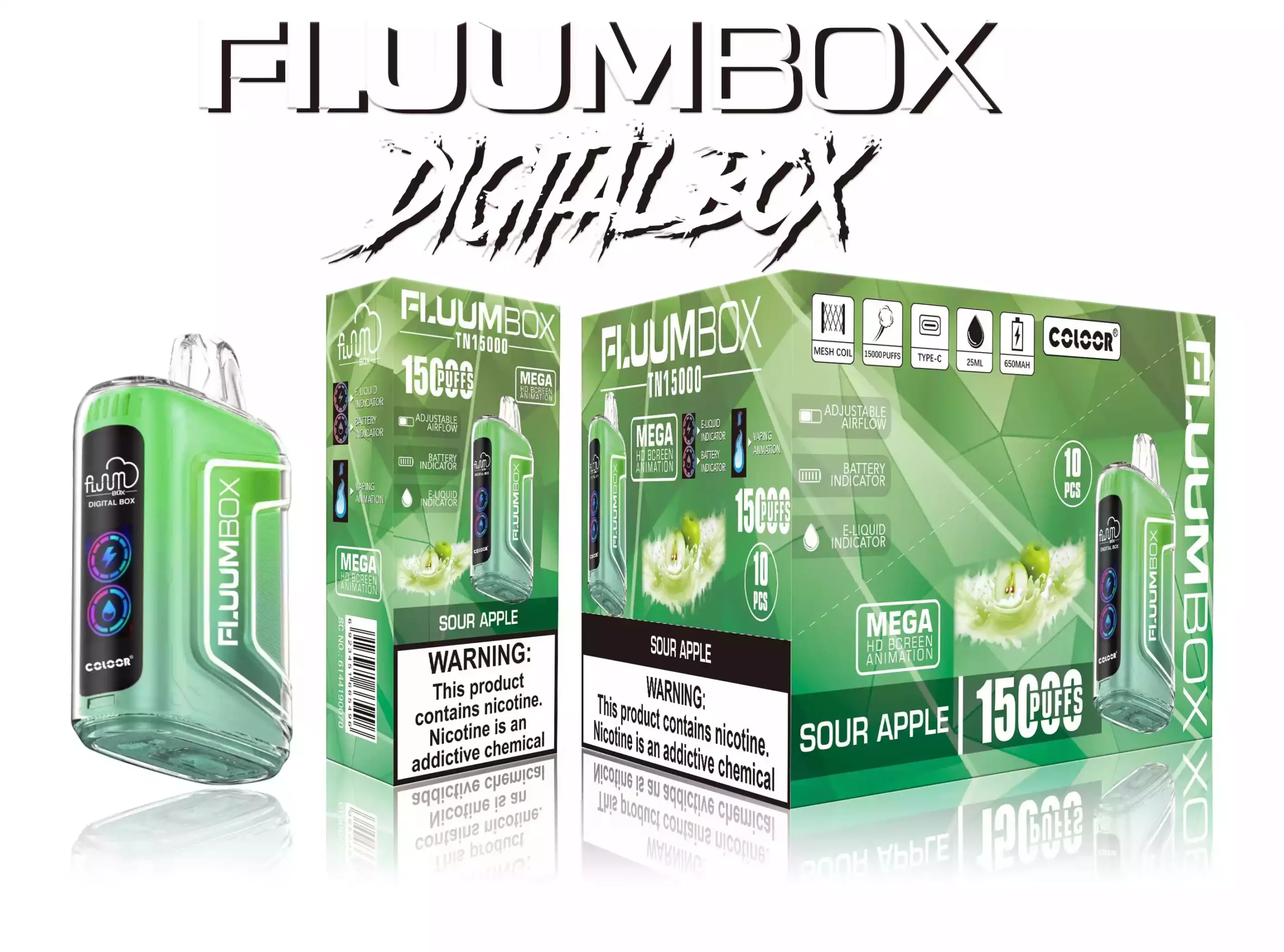 FLUUM Box 15000 LED Puffs Direto da fábrica, atacado, vapes descartáveis, vários sabores, opções com baixo teor de nicotina (13)