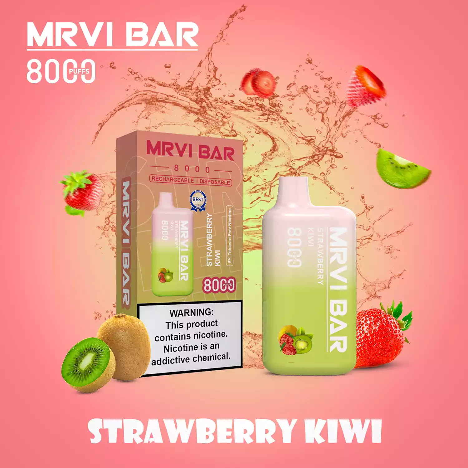 MRVI BAR MR 8000 Pahvid, 15 ml, 650 mah, 2% 3% 5% Madala nikotiinisisaldusega otse tehases kasutatavad ühekordselt kasutatavad vapsid hulgimüügiks ja erineva maitsega (9)