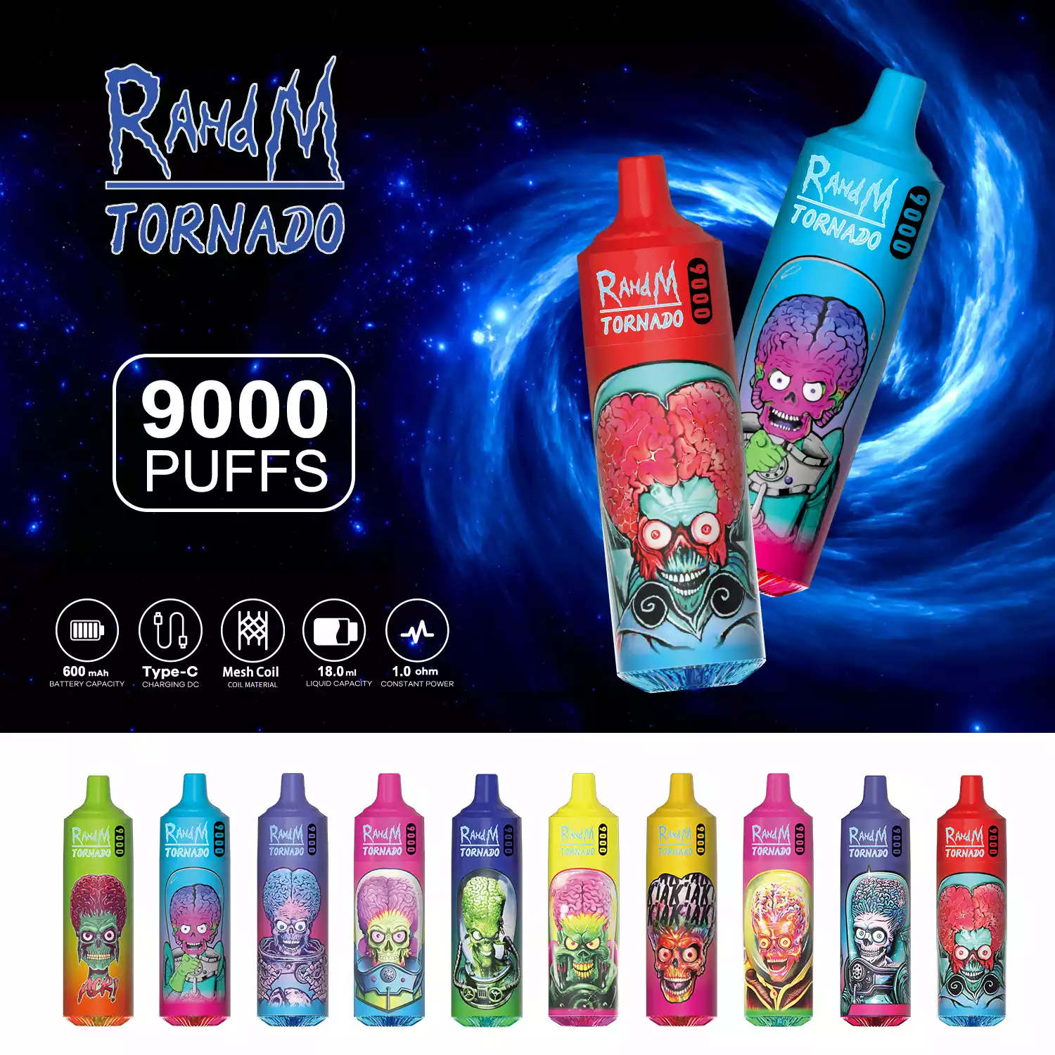 RAHDM TORNADO K16 9000 šluků 600 mAh 2 procenta s nízkým obsahem nikotinu přímo z velkoobchodu z továrny Více možností chuti Nová chuťová vjem (2)