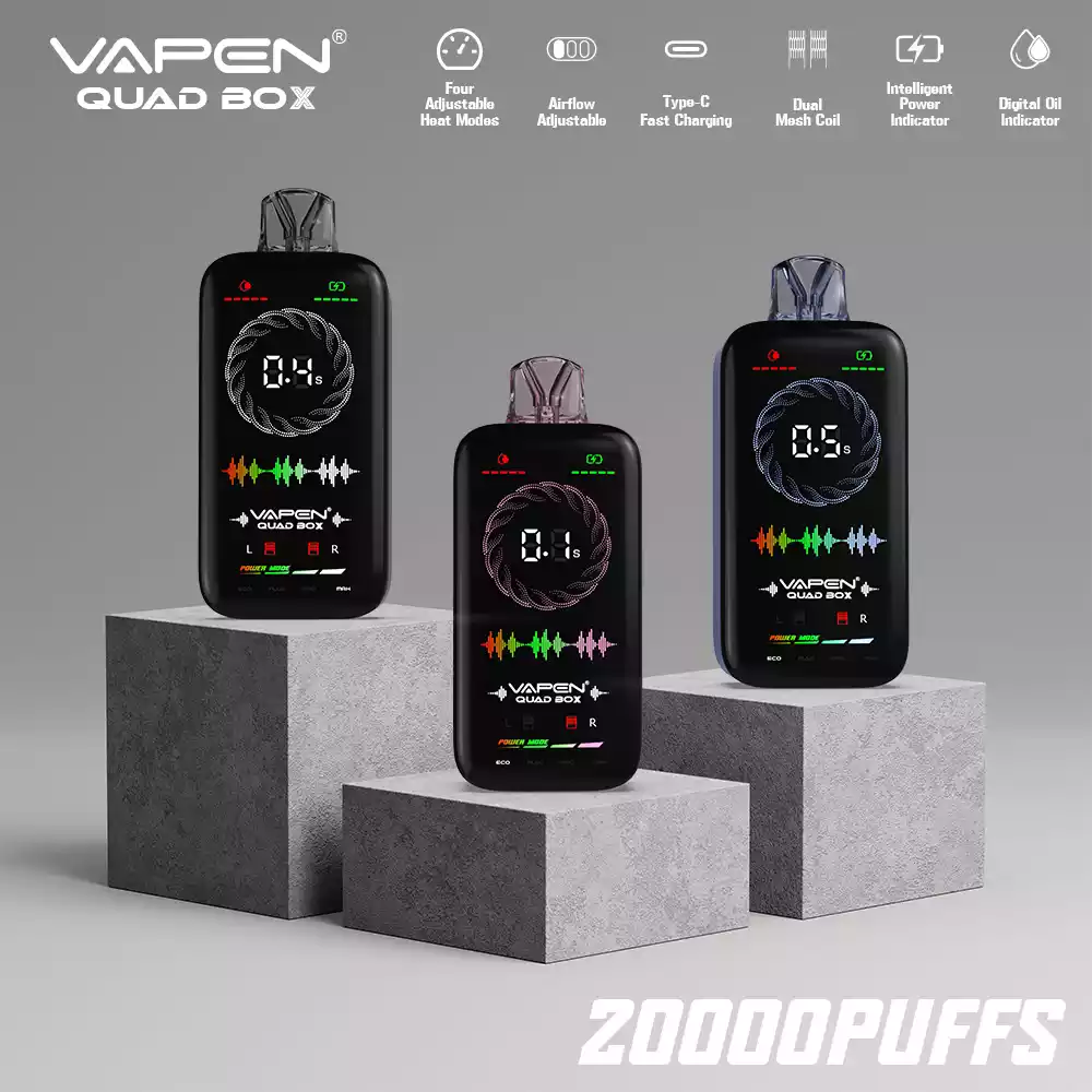 VAPEN QUAD BOX 20000 PUFFS 650mah Type-c 2% 5% χαμηλά σε νικοτίνη Χονδρικά ατμούς μιας χρήσης από την πηγή με διαφορετικές γεύσεις (6)