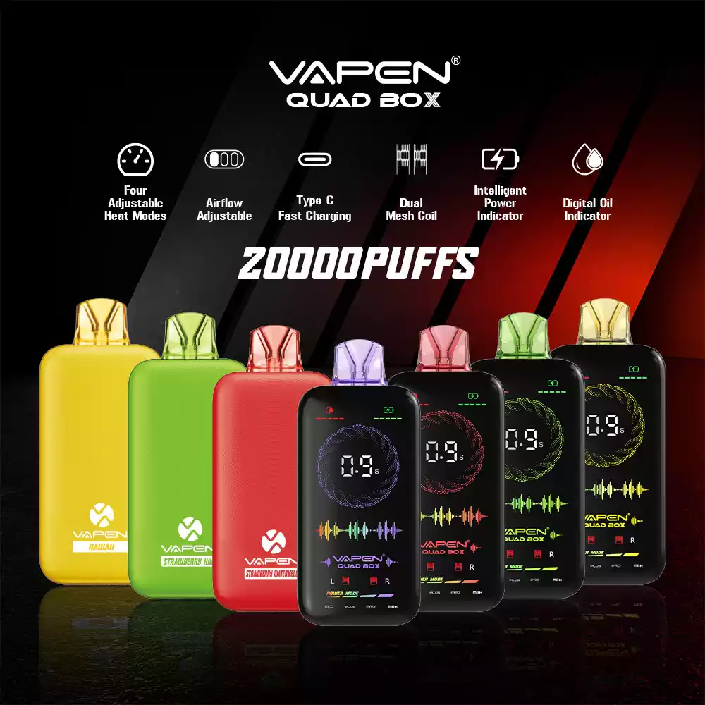 VAPEN QUAD BOX 20000 PUFFS 650mah Type-c 2% 5% χαμηλά σε νικοτίνη Χονδρικά ατμούς μιας χρήσης από την πηγή με διαφορετικές επιλογές γεύσης (9)