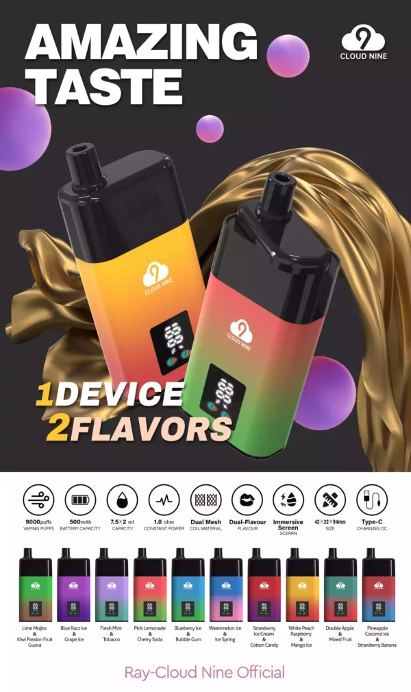 Cloud Nine D19P Puffs 10ml 500mAh Wegwerpvapes Groothandel Fabriek Direct Meerdere smaakopties voor een frisse smaak (10)