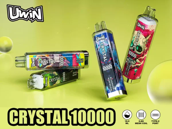 Uwin Crystal 10000 vdihov 18 ml Type-c Source Factory Veleprodajne različne arome z nizko vsebnostjo nikotina za svež občutek uparjanja (9)