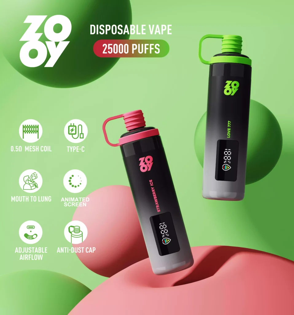 Outstanding Zooy Sisha 25000 Puffs Disposable Vape Smart Display 950mAh Battery 0.5 Mesh Coil TYPE-C Rechargeable Ready for Bulk Buying (2)
